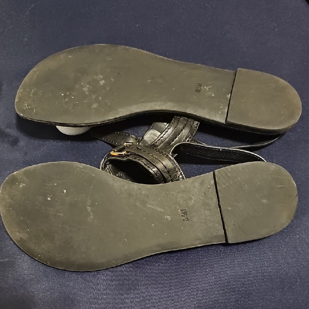 Tory Burch Black Sandals with Gold Emblem - Picture 8 of 8